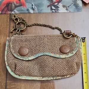 Elegant Brown and Green Clutch Wristlet